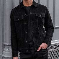 Veste Trucker en Suède | Noir