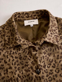 Veste en Éco-suède à Imprimé Léopard Vintage