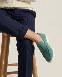 Alain – Mocassins Classiques en Suède Vert Émeraude