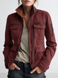 Veste Cargo Olive Verte avec Poches Utilitaires