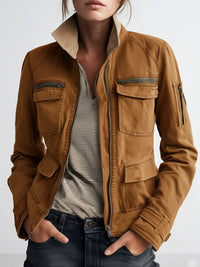 Veste Cargo Olive Verte avec Poches Utilitaires