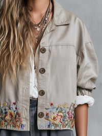 Veste utilitaire cropped brodée boho
