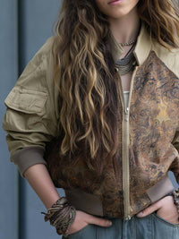 Veste Bombers Zippée en Patchwork Paisley Boho