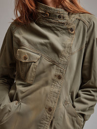 Veste rétro à col montant avec poche et patte inclinée