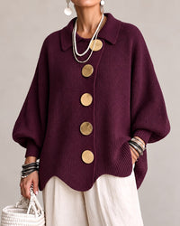 Isadora™ | Cardigan Oversize à Col avec Grands Boutons en Métal
