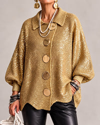 Isadora™ | Cardigan Oversize à Col avec Grands Boutons en Métal