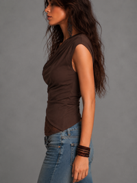 Haut Ajusté Ruché en Dentelle Asymétrique à Une Épaule Boho