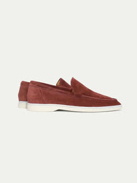 Michel – Mocassins Classiques en Suède Rouge