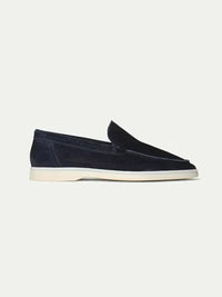 François – Mocassins Classiques en Suède Bleu Marine